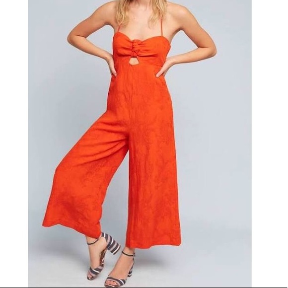 anthropologie orange jumpsuit